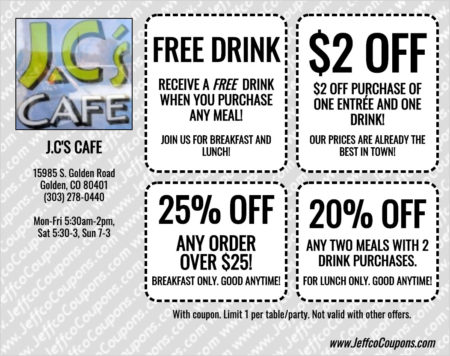 JC’s Cafe Golden Coupon