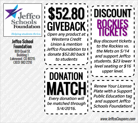 Jeffco Schools Foundation Lakewood Coupon