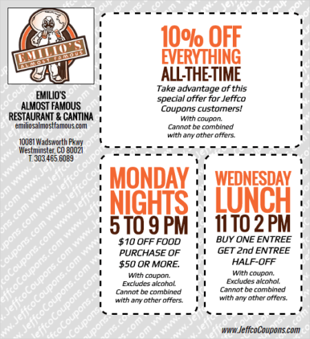 Emilio’s Almost Famous Westminster Coupon