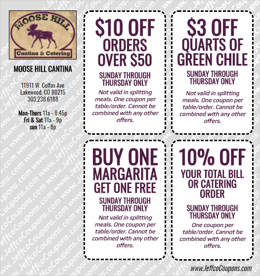 Moose Hill Cantina and Catering Lakewood Coupon