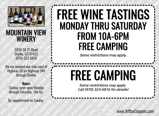 Mountain View Winery Coupon